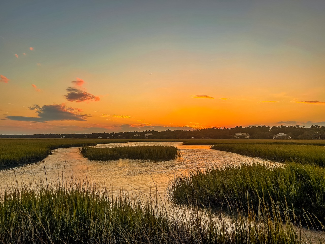Sunset over the Pawleys Island salt marsh near Georgetown SC